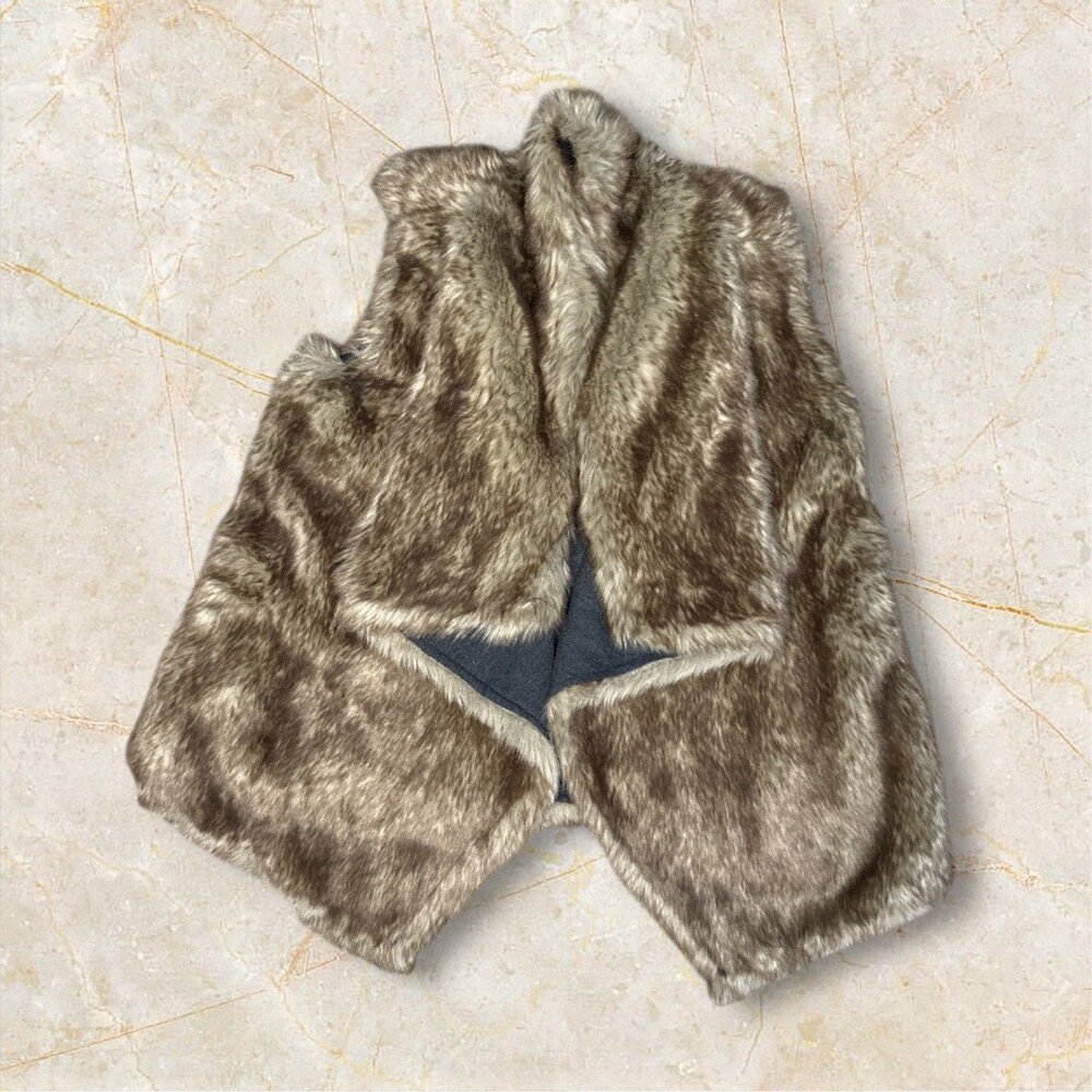 MOSSIMO SUPPLY Reversible Faux Fur Vest Womens Sz XS Open Front Brown